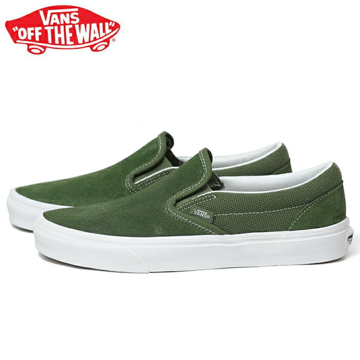 SALE バンズ クラシックスリッポン スニーカー メンズ レディース ローカット スケートシューズ 定番 グリーン VANS CLASSIC SLIP-ON TEXTURED CHIVE 靴 くつ クツ VN0A7Q5DE02