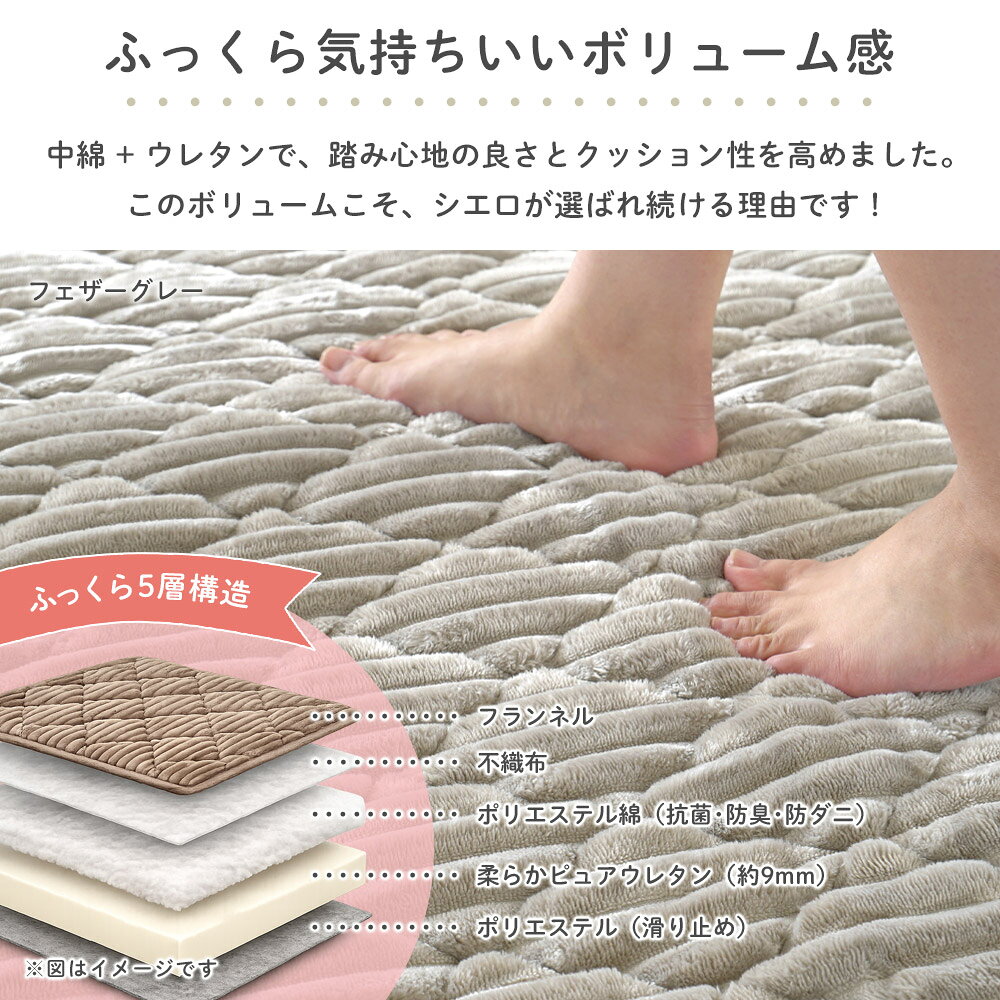 ラグ 洗える シエロ ラグマット キルトラグ 北欧 累計15.5万枚 おしゃれ カーペット 95×130 130×190 190×190 200×240 200×300 1.5畳 2畳 3畳 長方形 家族 リビング 滑り止め オールシーズン対応 ホットカーペット 床暖房対応