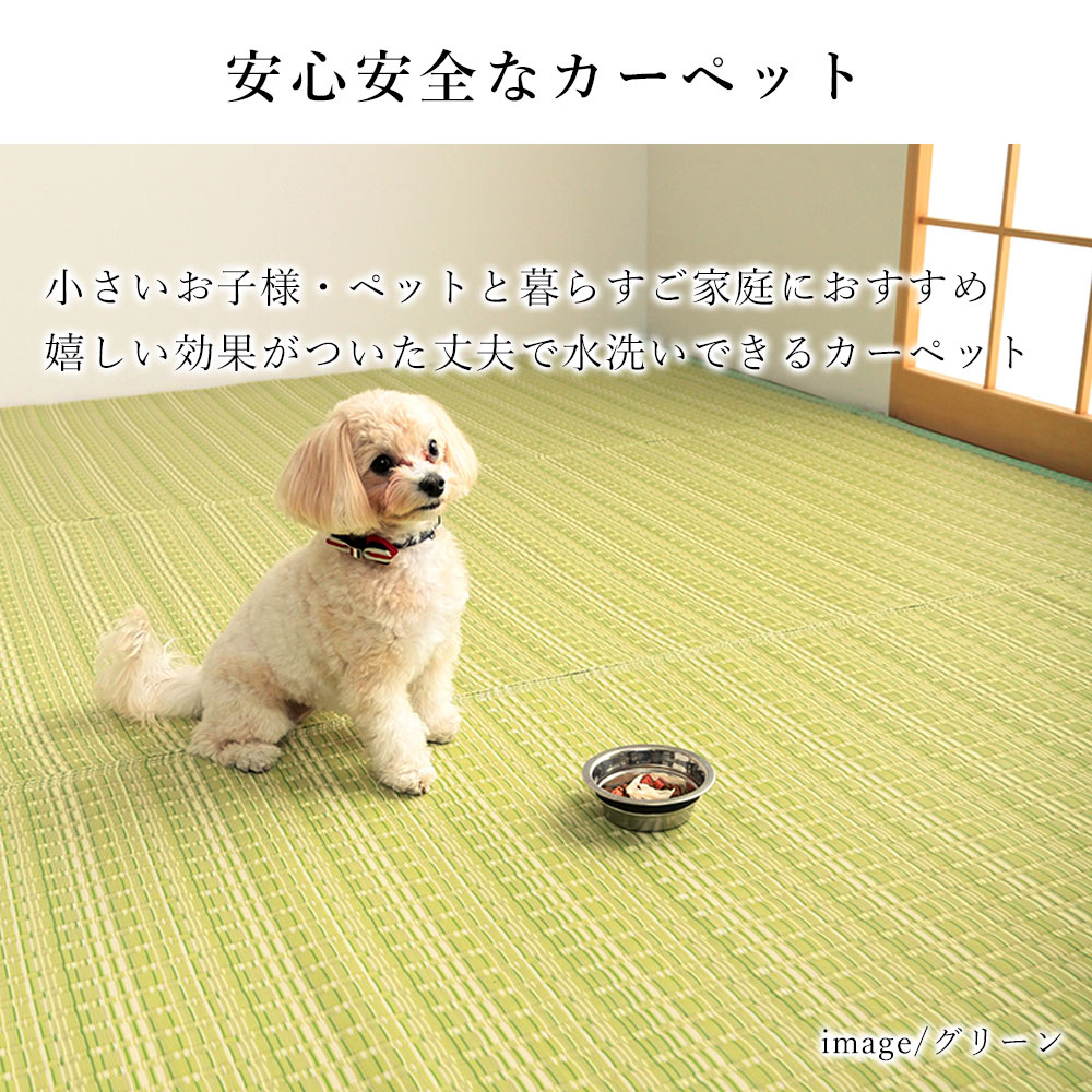 【★P3倍！〜6/26 1:59迄】国産 い草調 洗える ござ ラグ ラグマット カーペット おしゃれ バルカン 約286.5×286cm（本間4.5畳） 4.5帖 国産 日本製 ペット 赤ちゃん 春 夏 カジュアル 新生活 敬老の日 2