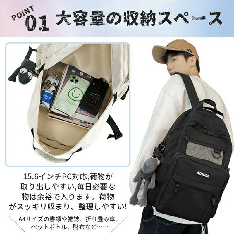 リュック レディース メンズ 大容量 通学 軽量 防水 リュックサック 黒 おしゃれ ...