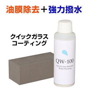 クイックガラスコーティング【QW-100】(ガラスコーティング剤/洗車 コーティング/ウィンドウ 撥水コーティング剤/コート剤/窓ガラス/ガラスコート/車/油膜除去/フロントガラス撥水/洗車用品/洗車セット/プロ仕様/売れ筋)