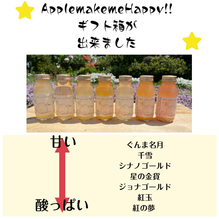 ●送料無料●ApplemakemeHappy　りんごジュース　5種詰合せ　2箱セット　180ml ぐんま名月 千雪 シナノゴールド 星の金貨 ジョナゴールド 紅玉 紅の夢【内祝・お祝・お見舞・快気祝・入学祝・卒業祝・お礼・お返し・お中元・お歳暮・お年賀・ギフト・プレゼント】