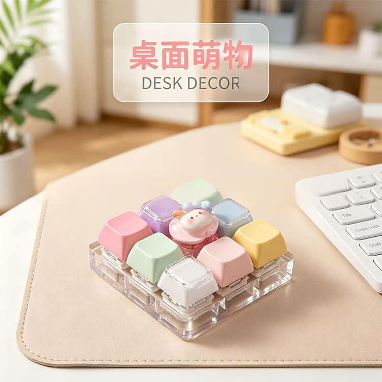 あっぷるコレクション楽天市場店の9キー フィジェットトイ ストレス解消 グッズ フィジェットキーボード キーホルダー マカロンカラー ミニキーボード メカニカル風 クリックトイ ストレス解消 指先遊び 手遊びグッズ バッグチャーム キーリング 暇つぶし おもちゃ 大人 子供 プレゼント 送料無料｜アングル3