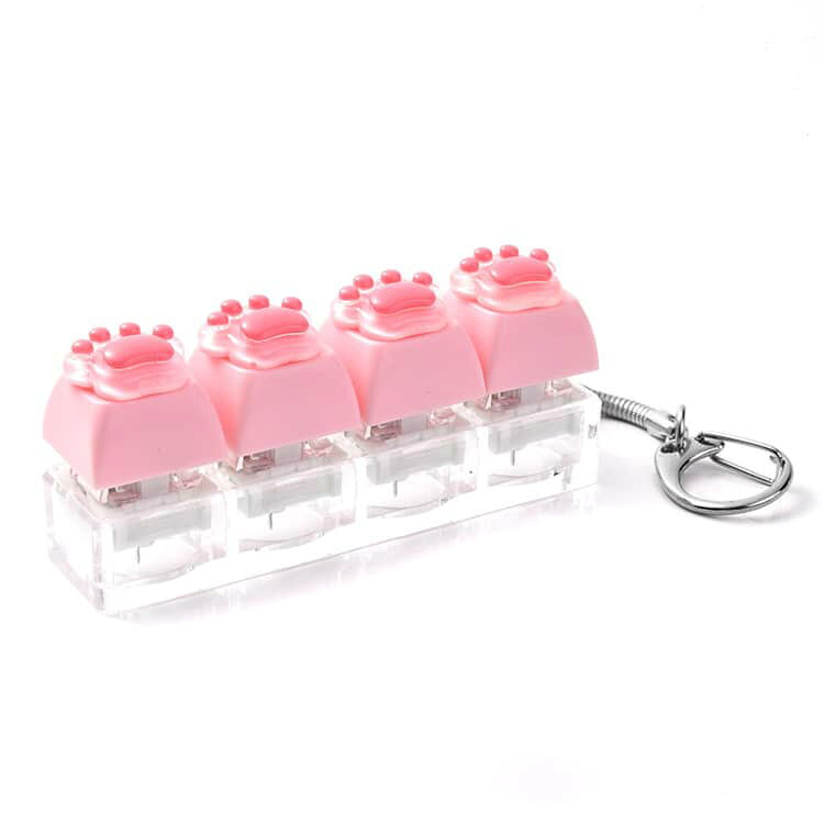 あっぷるコレクション楽天市場店の猫の肉球 フィジェットキーボード キーホルダー 4キー メカニカル クリックトイ ASMR ストレス解消 ミニキーボード 指先遊び おもちゃ バッグチャーム スマホチャーム 携帯便利 メカニカル タクタイル 音 クリック 大人 子供 プレゼント 送料無料｜アングル3