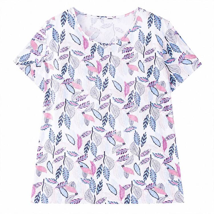 レディース 花柄 シンプル カップ付き パッド付き 薄手 ママ シニア 半袖tシャツ ...