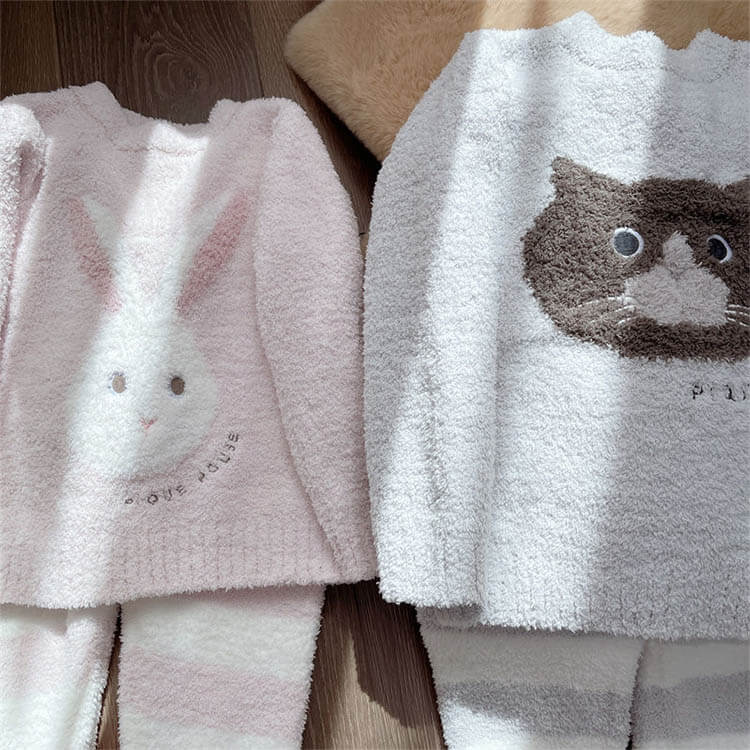 キッズ 子供 パジャマ プルオーバー パジャマ ネコ ウサギ 可愛い ルームウェア 上...