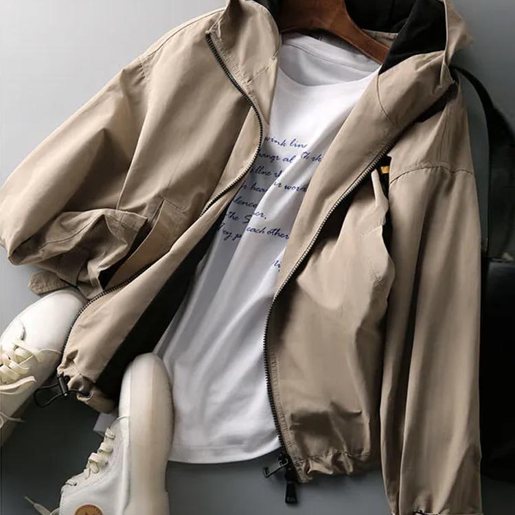 ショート丈 アウター 長袖 ライトアウター 春アウター フード付き 長袖 おしゃれ ウィンドブレーカー ジャケット ブルゾン スプリングコート マウンテンパーカー 羽織り 軽い 春コート ゆったり 大きいサイズ アウトドア カジュアル 上着 通勤 春 秋 レディース