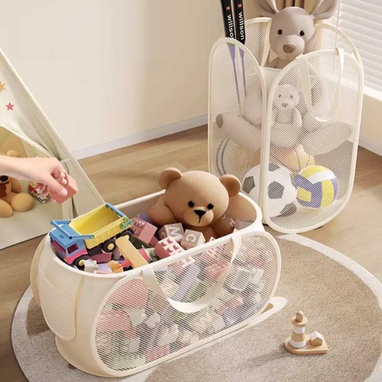 収納 バスケット 大きい 大容量 折りたたみ 洗濯カゴ 軽い 折り畳み 脱衣かご ランドリーバスケット ぬいぐるみ ぬいぐるみ ランドリー ランドリーバッグ メッシュ バスケット 軽量 キッズバスケット 子供部屋 リビング お片付け 整理 [3]