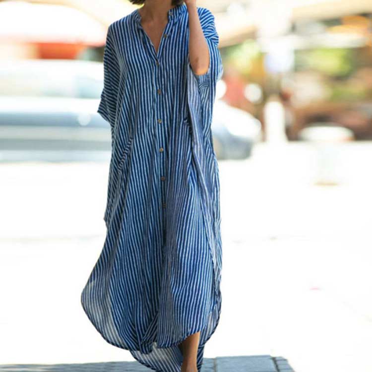 women stripe long cover シャツワンピース レディース ロングシャツ ゆったり ロ...