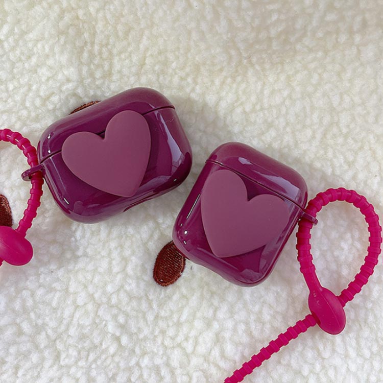 AirPods Case ハート ワンポイント エアーポッズ エアポッズ ワイヤレス イヤホン ファッション 立体的 可愛い ユニーク アイフォン デザインケース エアーポッズケース エアーポッズカバー