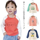 トップス 長袖 カットソー 長袖Tシャツ 可愛い キッズ 女の子 春 子供服 子ども 男の子 tシャツ 秋 インナーtシャツ ウンドネック 薄手 プリント 肌着 綿 コットン カジュアル シンプル 春 長袖tシャツ