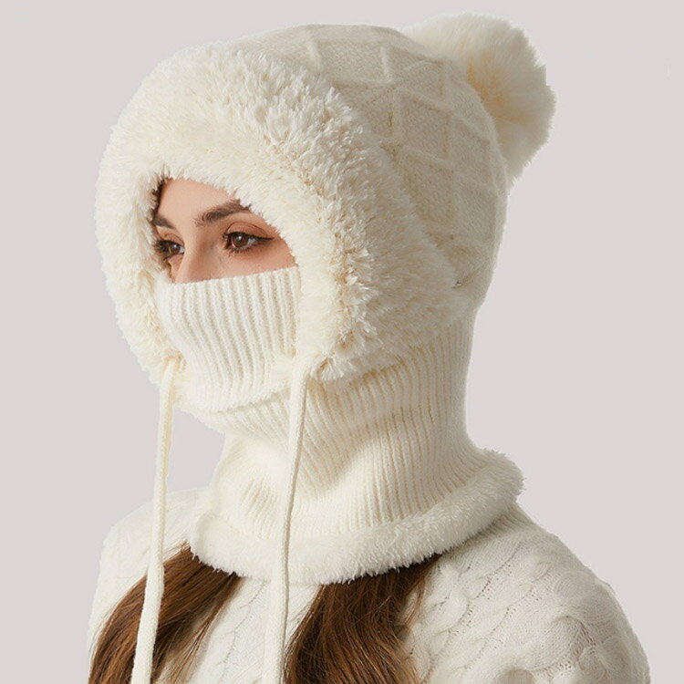 帽子 ネックウォーマー 裏ボア レディース ニット バラクラバ レディース おしゃれ ニット ファー マフラー ぼうし フード 防寒対策 暖かい あったか 耳まで暖か 目出し帽 防寒 防風 柔らかくて暖かい ット帽 自転車 おしゃれ