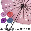 母の日 プレゼント 早割り300円割引き クーポン 傘 京都 雨に濡れると桜柄が浮出る傘 「露桜傘」 16本骨 ジャンプ傘 55cm グラスファイ..