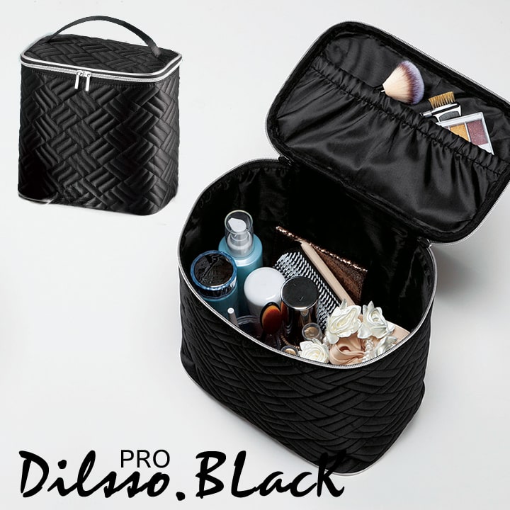 化粧 コスメ ポーチ DILSSO BLACK ゴールド ラージ バニティ キルト