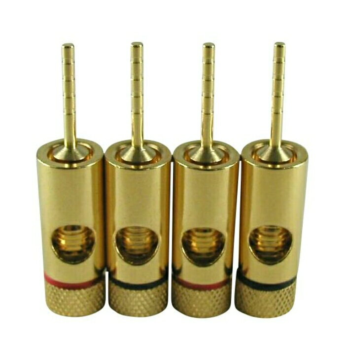 ピンプラグ ぴんぷらぐ スピーカー ターミナル ネジ締め方式 24K 金メッキ A 4本セット 送料無料
