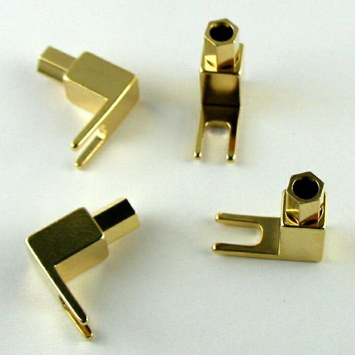 Yラグ端子 Y端子 U端子 スピーカー端子 24K ゴールド 金メッキ L型 4本セット 送料無料
