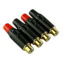 RCAジャック RCAプラグ RCAコネクタ ピンプラグ ハンダ式 自作用 24K 金メッキ ブラック 4本セット 送料無料