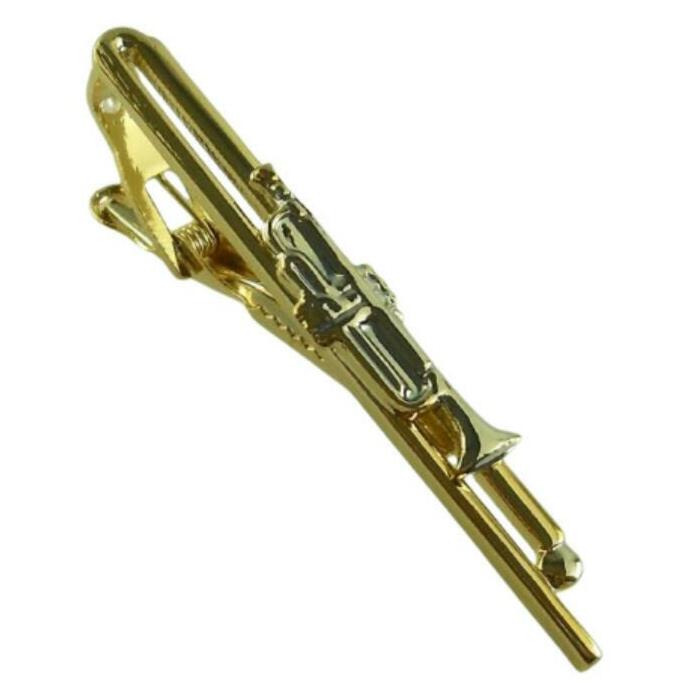 ネクタイピン ユニーク トランペット 楽器 音楽 ゴールド＆シルバー C 送料無料