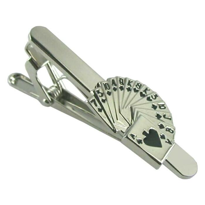 ネクタイピン ユニーク トランプ カード ゲーム シルバー＆ブラック B 送料無料