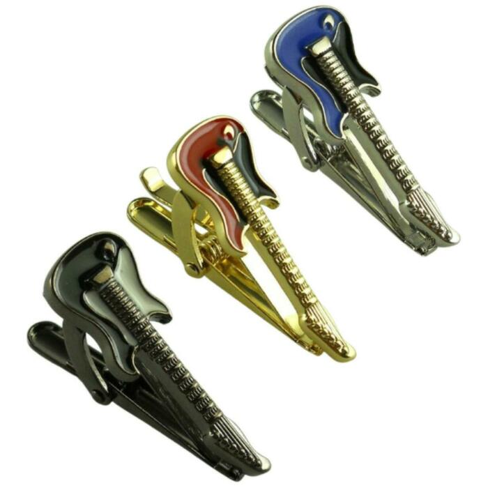 ネクタイピン ユニーク ギター エレキギター 楽器 音楽 シルバー ゴールド ブラック E 送料無料