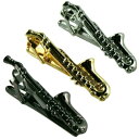 ネクタイピン ユニーク サックス SAX 楽器 音楽 シルバー ゴールド ブラック A 送料無料