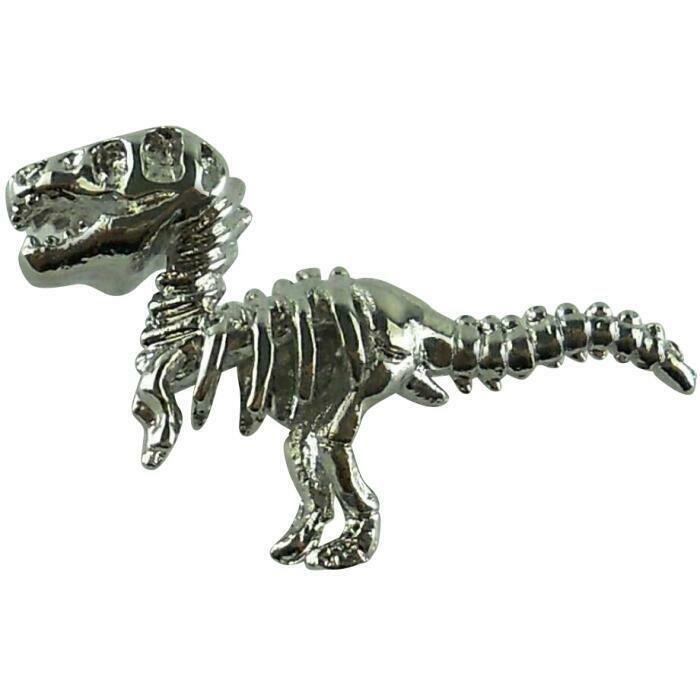 ピンバッジ ピンズ ラペルピン ブローチ ティラノサウルス T.レックス 恐竜の骨 恐竜の骨格 動物 シルバー 送料無料