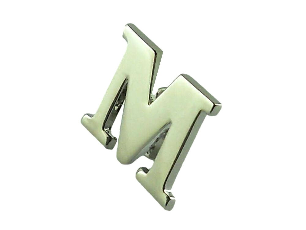 ピンバッジ ピンズ ラペルピン ブローチ アルファベット イニシャル 頭文字 M シル...