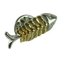 ピンバッジ ピンズ ラペルピン ブローチ 魚の骨 フィッシュボーン 骨 魚 シルバー&ゴールド 送料無料