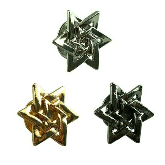 ピンバッジ ピンズ ラペルピン ブローチ ほし ホシ 星 六角星 六芒星 AS シルバー ゴールド ブラック 送料無料