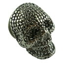 ピンバッジ ピンズ ラペルピン ブローチ ドクロ 髑髏 スカル skull 頭蓋骨 A シルバー&ブラック 送料無料