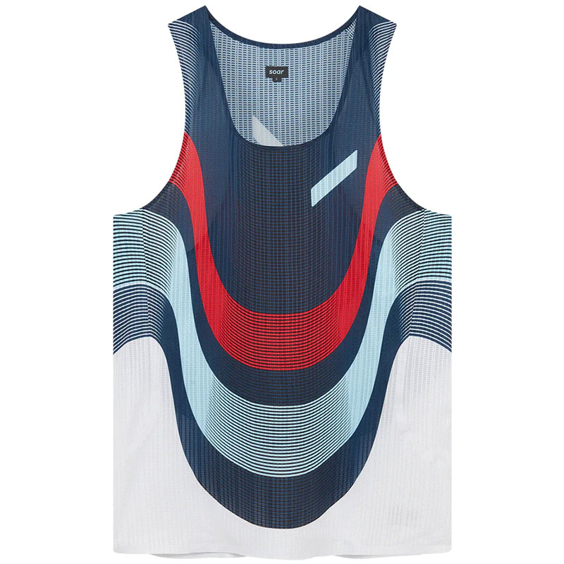 樂天商城 - SOAR Running Mens RACE VEST 2.0 navy red white stripe メンズランニングウェア 2026SS wsom(ss26sv7mnav)