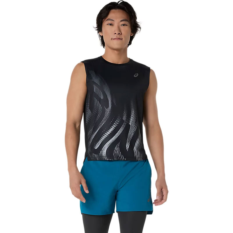 アシックス グラフィック スリーブレストップ GRAPHIC SLEEVELESS TOP メンズランニングウェア ASICS 2026SS wasm(2011d486001)