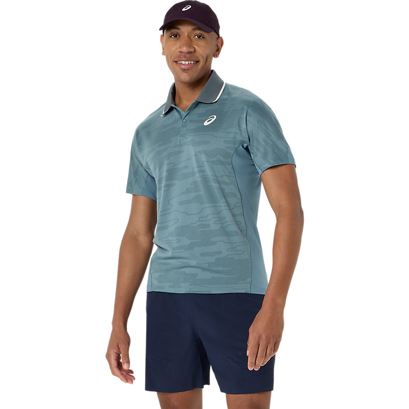 海外サイズ アシックス MATCH JACQUARD POLO ジャカード ポロシャツ テニスウェア 26fwaatn(2041a420401)