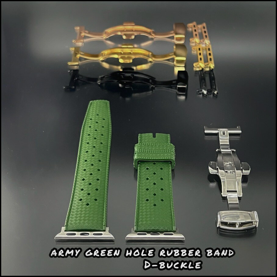 アーミー グリーン アップルウォッチ ラバー ベルト バンド Dバックル付き 動画 49mm 41mm 45mm 40mm 4..