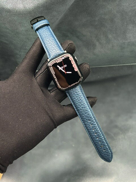ブルー 本革 トゴ レザー ベルト バンド アップルウォッチ オススメ 49mm 41mm 45mm 40mm 44mm 38mm 42mm applewatch 最新シリーズ8 ウルトラ シリーズ7 SE2 対応 シリーズ6 シリーズ5 シリーズ4 シリーズ3 シリーズ2
