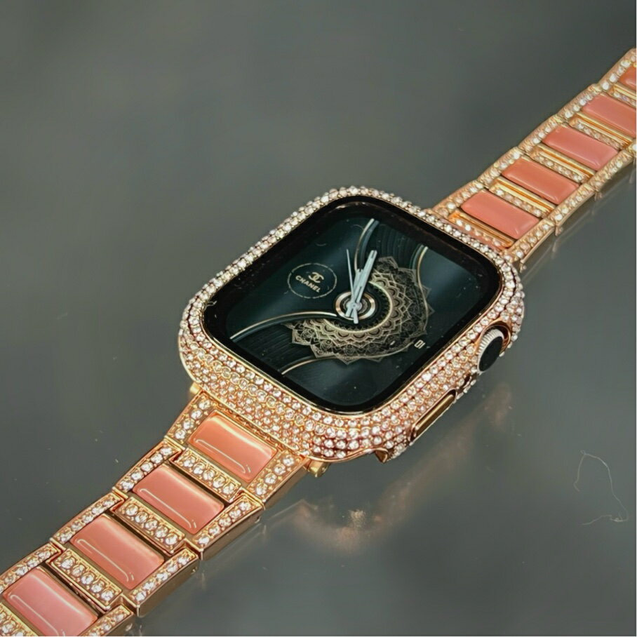 アップルウォッチ ローズ czケース / cz メタル ベルト バンド セット 45mm 41mm 44mm 40mm シリーズ9