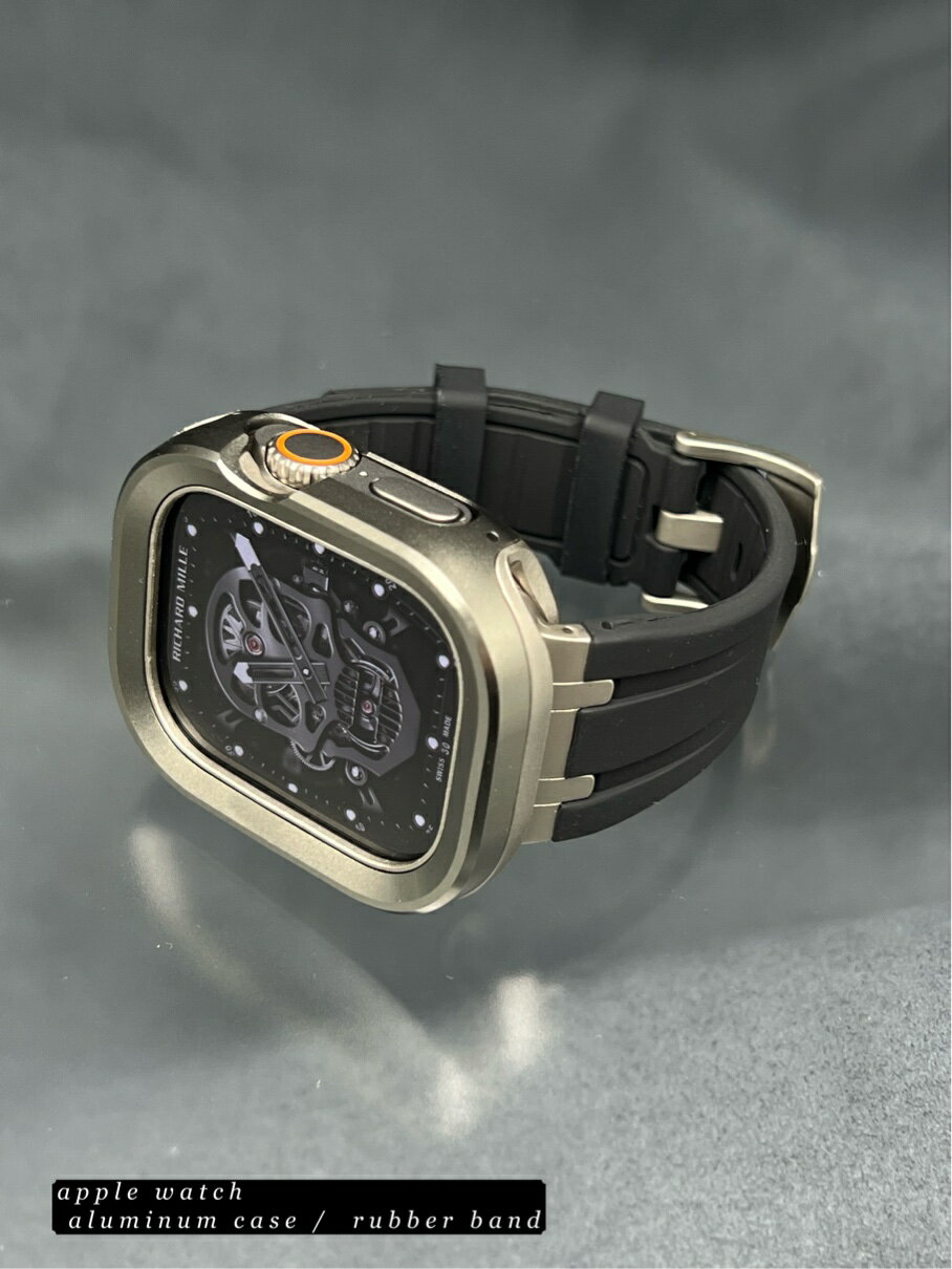 アップルウォッチ アルミニウム ケース ラバー ベルト バンド セット 46mm 49mm 45mm 44mm