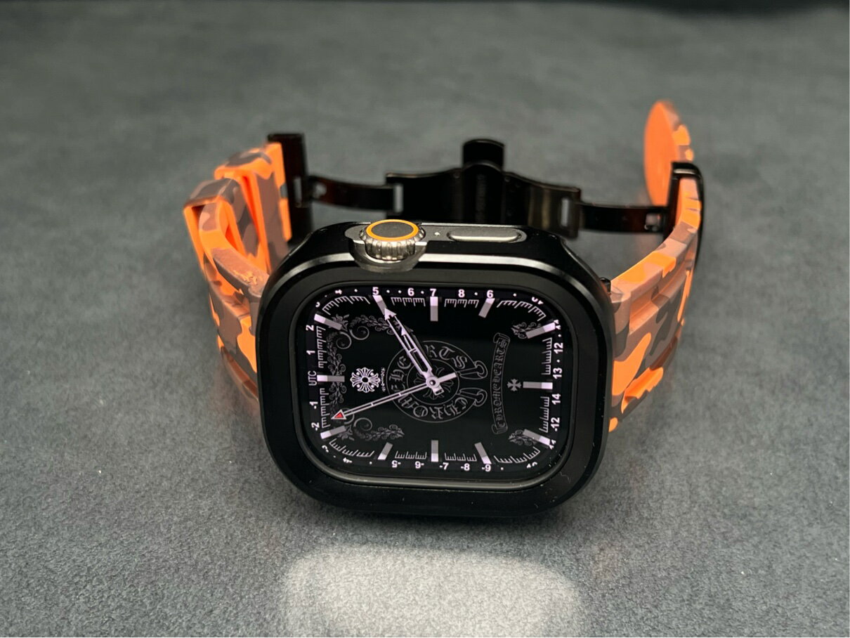 アップルウォッチ アルミニウム ケース カモフラージュ ラバー バンド Dバックル セット 46mm 49mm 45mm 44mm 40mm 41mm