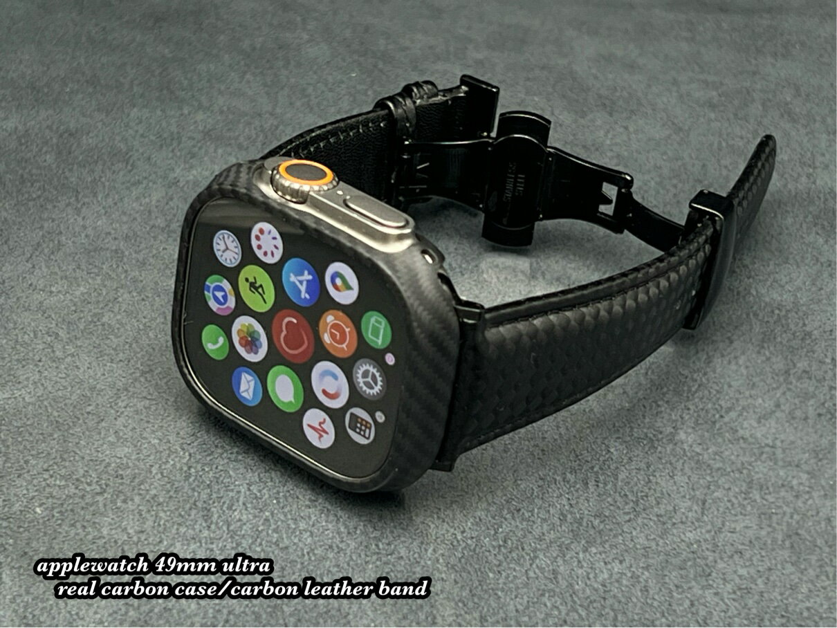 49mm 46mm ウルトラ ULTRA アップルウォッチ リアル カーボン カバー ケース レザー ベルト applewatch 超軽量