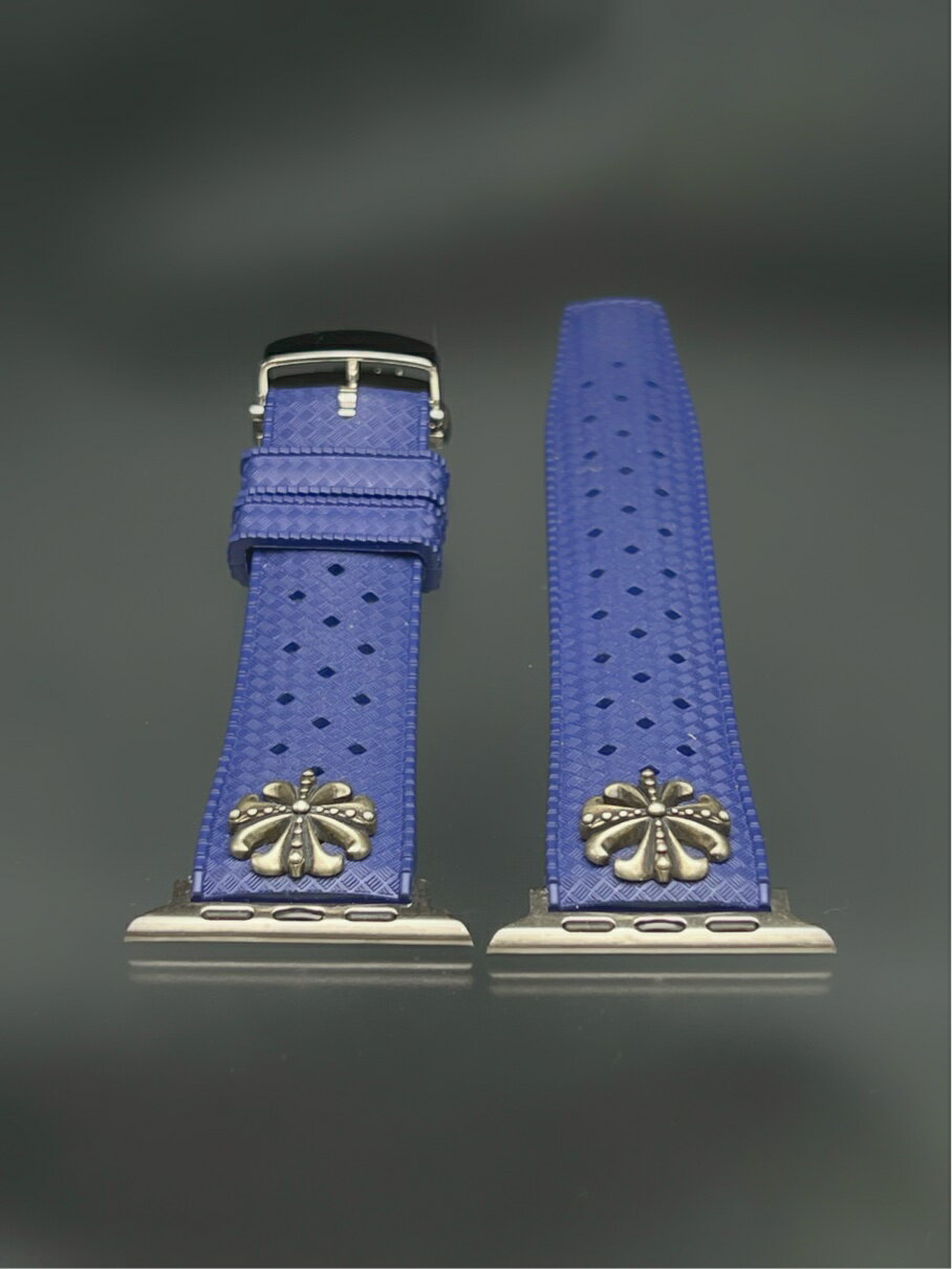 ダーク ブルー ネイビー ラバー ベルト バンド Dバックル付き アップルウォッチ チャーム付 ウルトラ SE 46mm 49mm 41mm 45mm 40mm 44mm 38mm 42mm applewatch ウルトラ