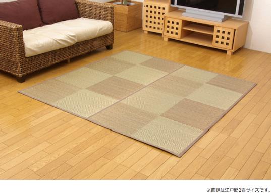 楽天パソコンパーツのアプライドイケヒコ い草花ござカーペット 「DXパルコ裏貼CP」 ブラウン 江戸間6畳（約261×352cm） （裏:不織布） シンプル ブラウン 4803306【代引き不可】【北海道沖縄離島は配送不可】-お取り寄せ品-