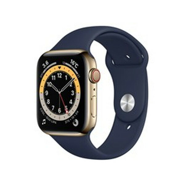 ウェアラブル端末・スマートウォッチ APPLE Apple Watch Series 6 GPS+Cellularモデル 44mm MJXN3J/A [ゴールドステンレススチールケース/ディープネイビースポーツバンド] 【キャンセル不可・北海道沖縄離島配送不可】 0057-4549995245592-ds 4549995245592-ds