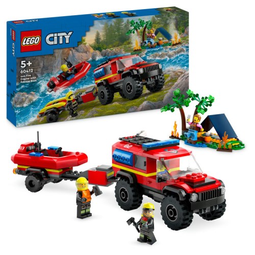 レゴブロック（男の子） LEGO レゴ シティ 4WD消防車とレスキューボート 60412 おもちゃ こども 子供 レゴ ブロック 5歳から -お取り寄せ-【キャンセル不可・北海道沖縄離島配送不可】 0389-5702017582948-ds