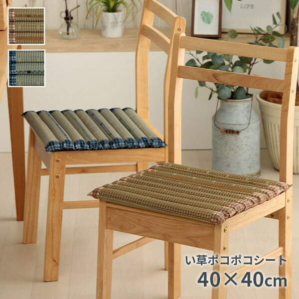 イケヒコ クッション ポコポコシート い草 チェック柄 調湿 空気清浄 お手入れ簡単 ベージュ 約40×40cm..