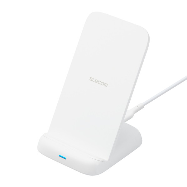 【最大1,500円OFFクーポン★7月1日】ELECOM エレコム W-QS08WH ワイヤレス充電器 Qi認証 5W/7.5W/10W 卓上 スタンド 縦置き/横置き両対応 滑り止めパッド付 おくだけ充電 ホワイト 【キャンセル不可・北海道沖縄離島配送不可】 -お取り寄せ品- 4549550255875-dsのサムネイル