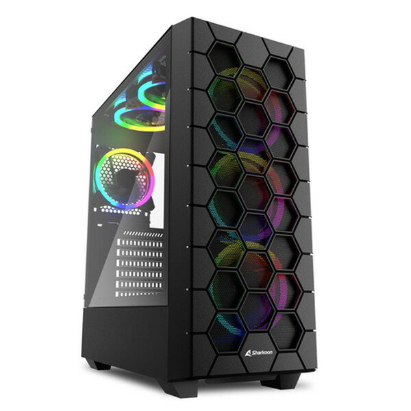 Sharkoon ケース RGB Hex 黒 Mini-ITX, Micro-ATX, ATX【キャンセル不可・北海道沖縄離島配送不可】-お取り寄せ品- 4044951037551-ds