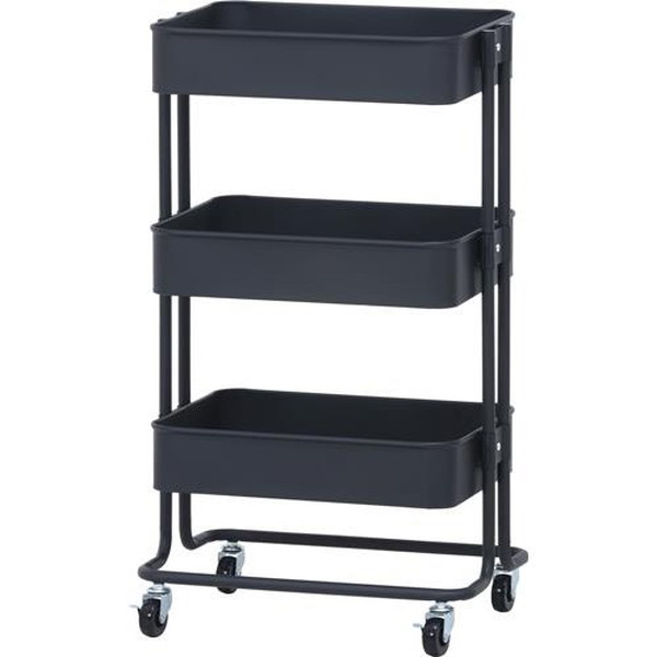 不二貿易 キッチンワゴン バスケット3段 ブラック LX-0306-3 商品コード14267 【代引・日時指定・キャンセル不可・北海道沖縄離島配送不可】 -お取リ寄せ- 4953980142672-ds