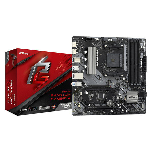 ASRock マザーボード B550M Phantom Gaming 4 Socket AM4 AMD B550 MicroATX DDR4 アスロック マザボ  4710483932755-ds