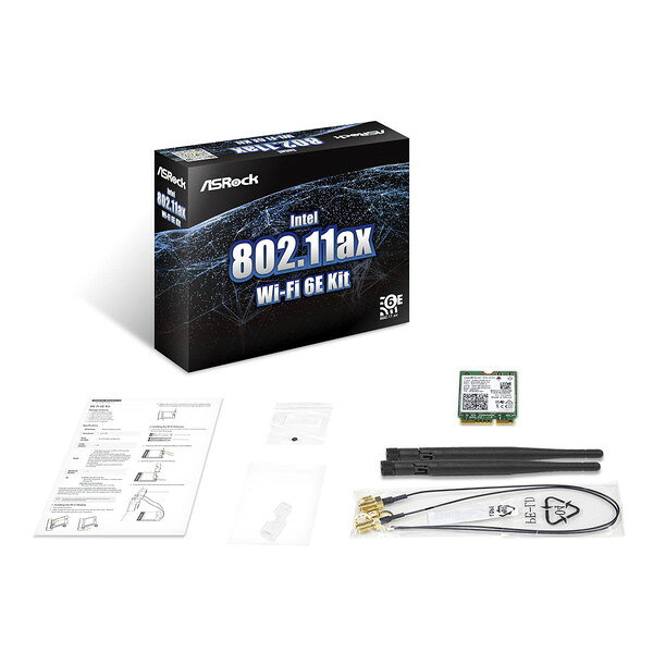 ASRock Intel 802.11ax Wi-Fi 6E Kit 無線LAN増設キット モジュール 増設キット M.2 Key E接続 Wi-Fi 6E アンテナ付属 拡張パーツ アスロック 【キャンセル不可・北海道沖縄離島配送不可】 4710483938146-ds