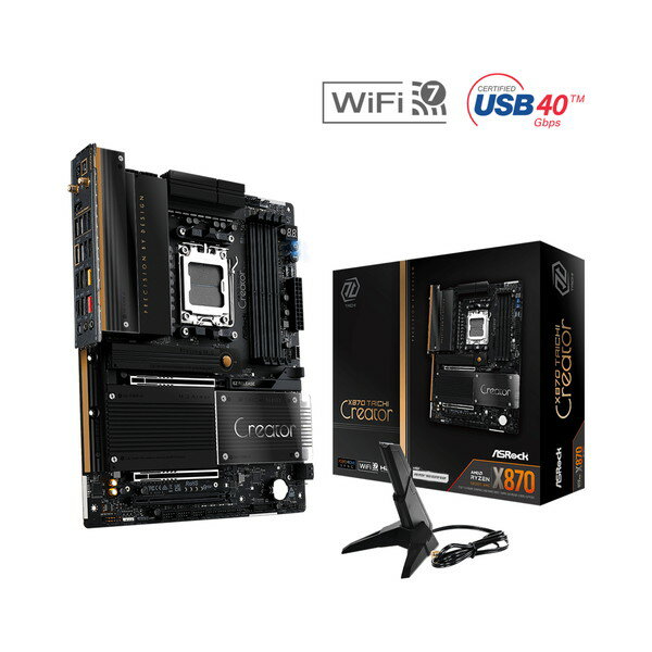ASRock マザーボード X870 Taichi Creator / AMD X870チップセット / AMD Ryzen 9000/8000/7000対応 / ATXフォームファクター / PCI Express 5.0 x16スロット / LED マザボ アスロック 【キャンセル不可・北海道沖縄離島配送不可】 4711581492066-ds